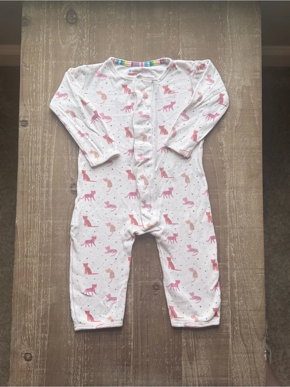 +Magnetic Me Pink Cheetah Footless One-Piece Sleeper 6-9M Baby Girl Cotton
